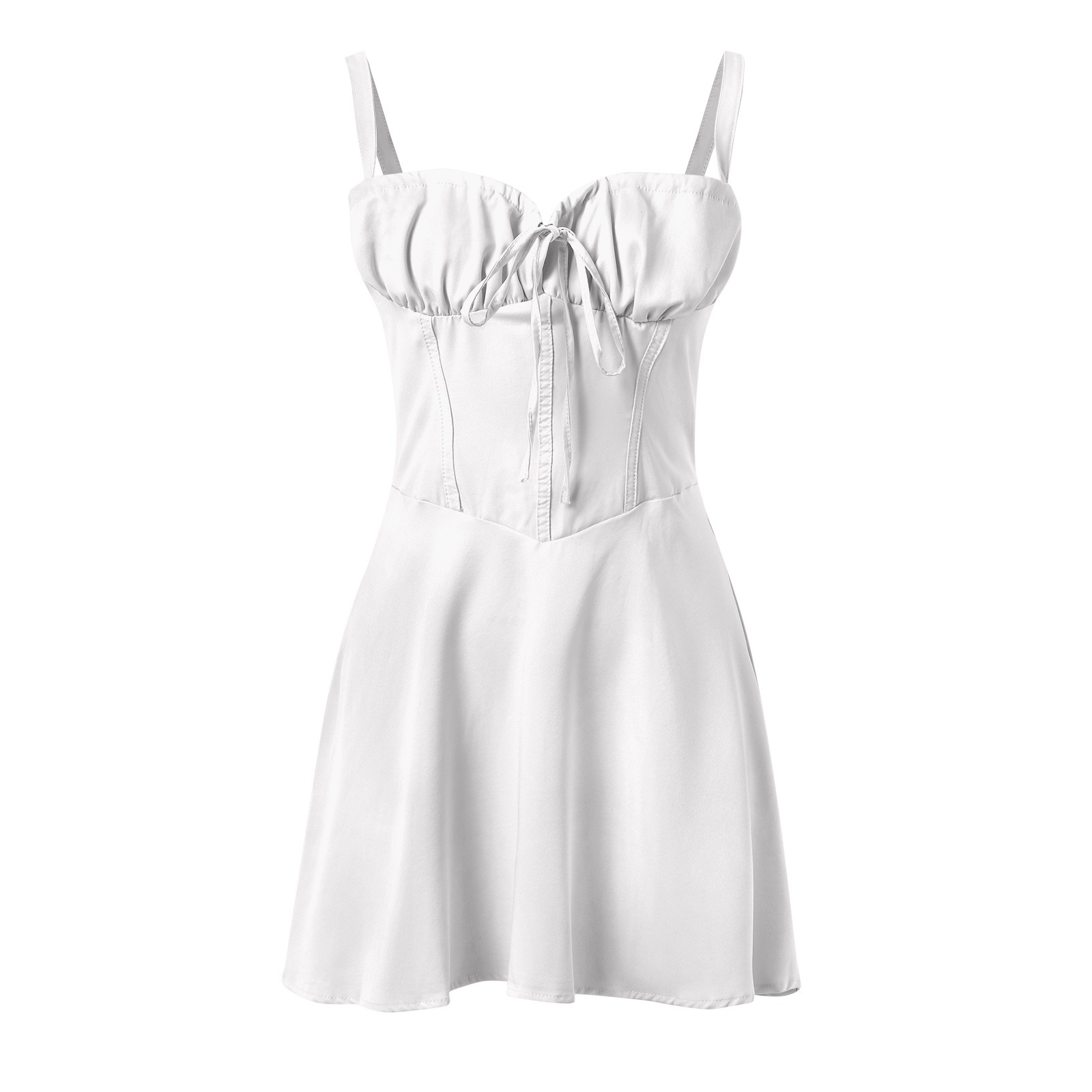 thumbnail image 4 of Vestido sin mangas y sin espalda de corte A para mujer - Color liso, vestido largo de verano, poliéster, ropa informal/formal, 4 of 5